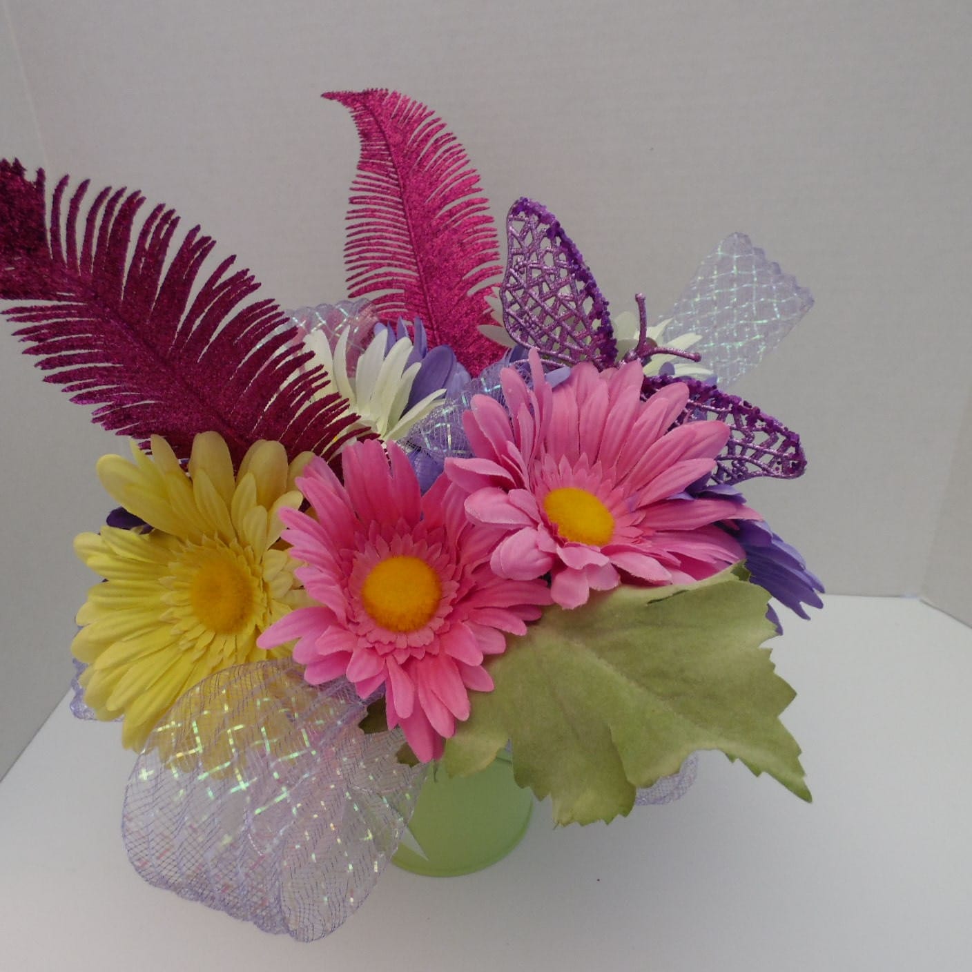 Spring Centerpiece in a Metal Bucket Summertime by SwaymeVegas