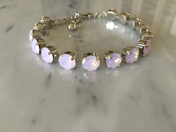Swarovski Rose Water Opal Crystal Bracelet, Pink Opal Crystal Bracelet, Crystal Tennis Bracelet, Pink Crystal Bracelet