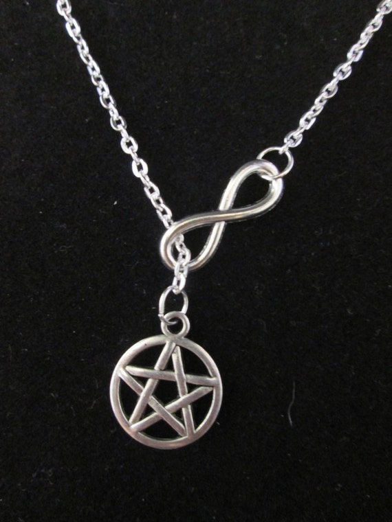 Infinity Pentagram lariat necklace wicca pagan amulet