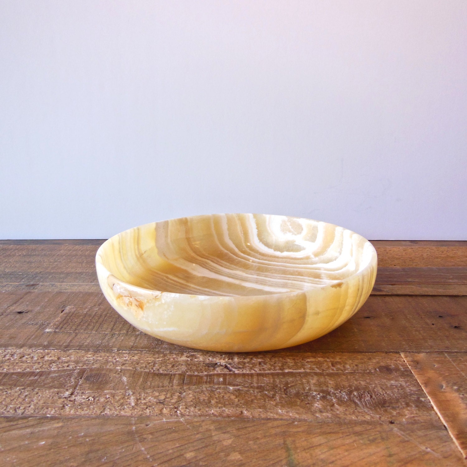 8 inch onyx stone bowl vintage low bowl striated pale creamy