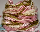 FIBERS, Yarn Fibers, Fringe Yarn, Pink, White, Green Fibers, Scrapbook fibers, Knitting Yarns, Crotchet Yarn, Scrapbook Fringe