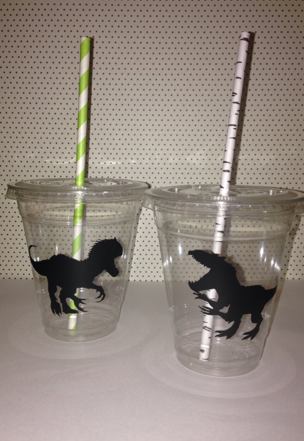 12 Jurassic World Party Cups with Straw Dome Lids by BeesandQuotes