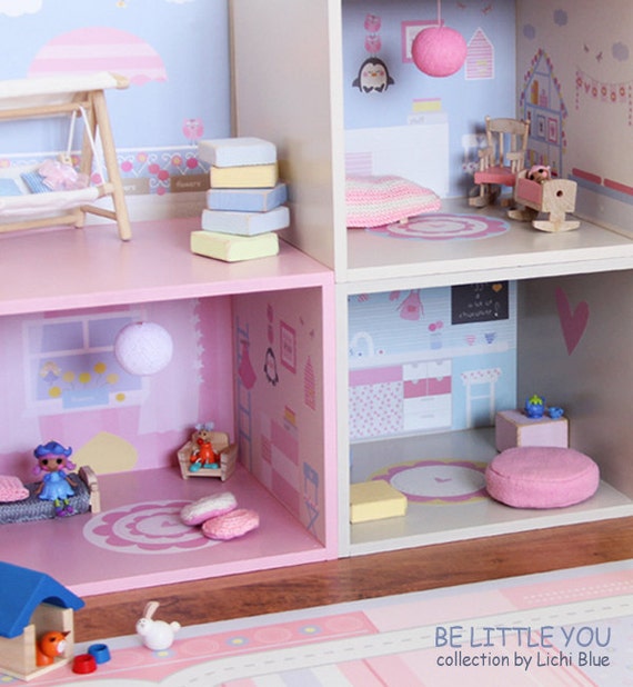 Girl's Dollhouse Wall Decals Removable and Reusable by LichiBlue
