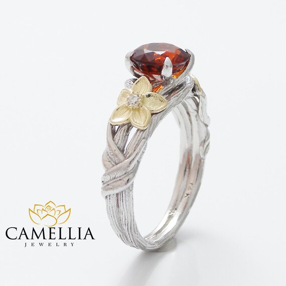 White Gold Diamond Ring Citrine Engagement Ring White Gold Engagement ... White Gold Diamond Ring Citrine Engagement Ring White Gold Engagement ...