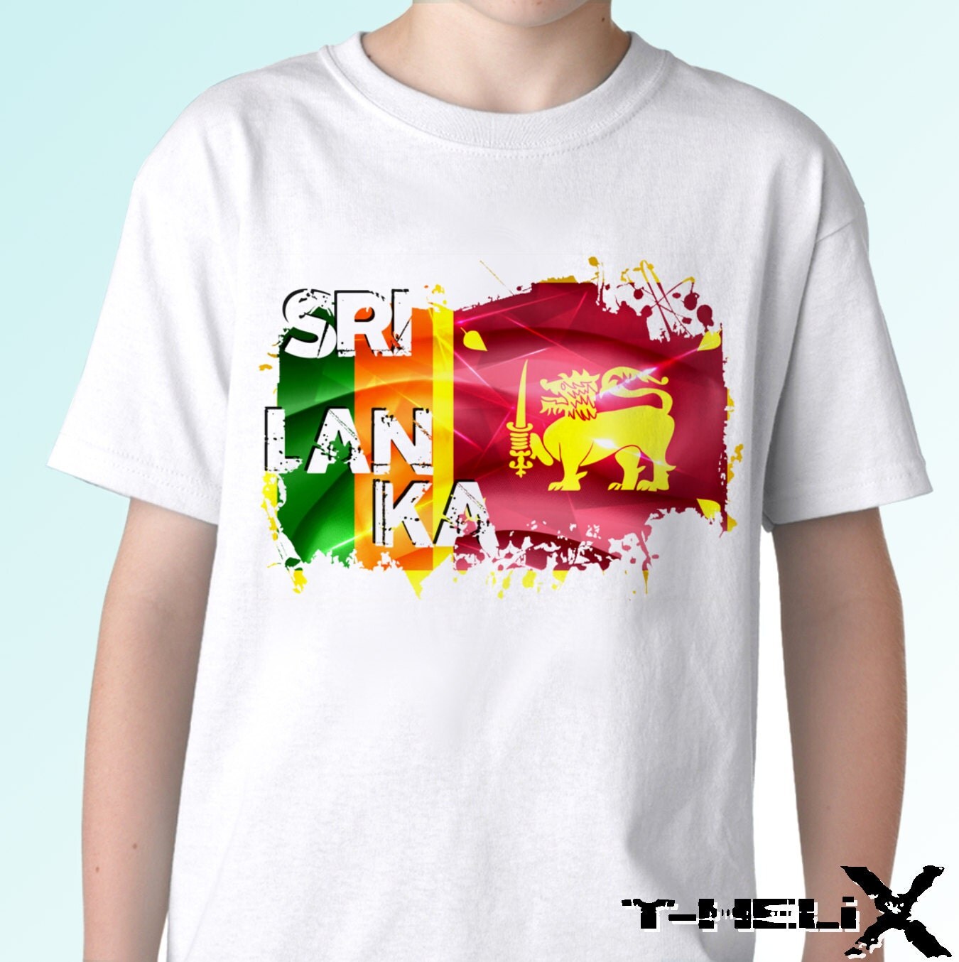 Sri Lanka flag new white t shirt country print design 100%