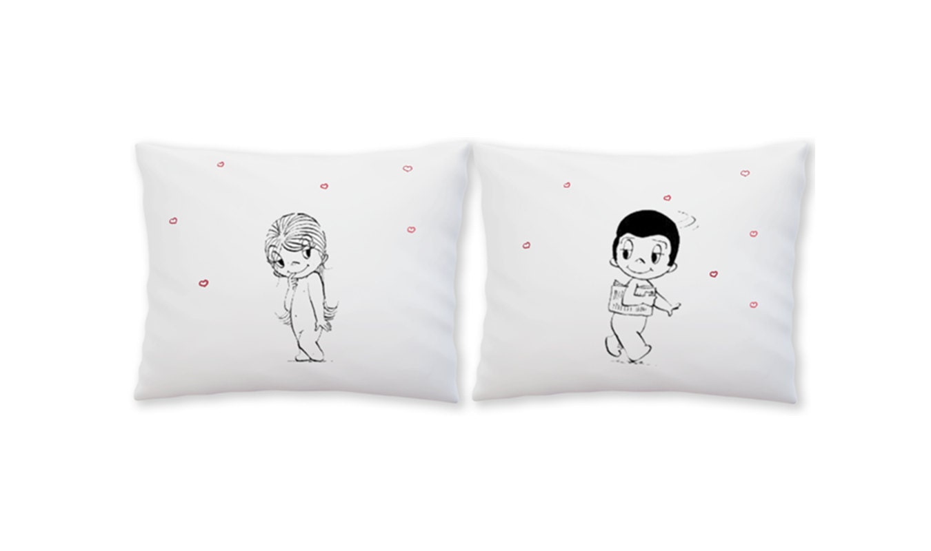 Couple pillowcase hand drawing Love Is... by CreativePillowLV