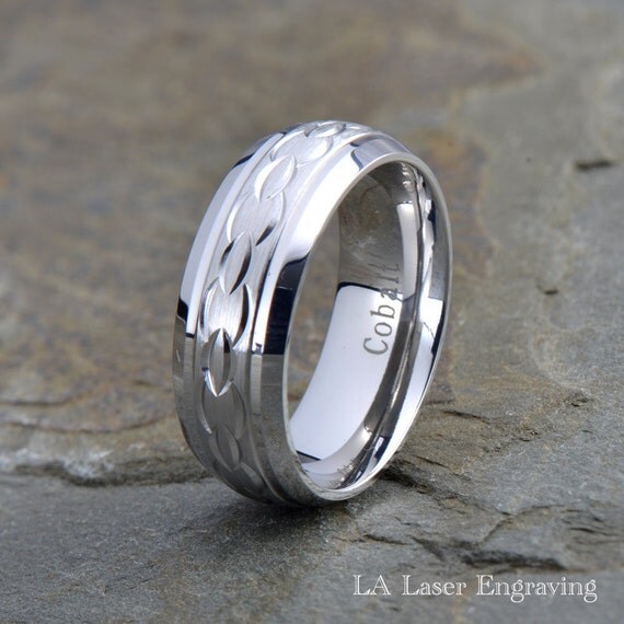 Cobalt Wedding Band, Mens Wedding Band, Domed Wedding Band, Mens Ring ...