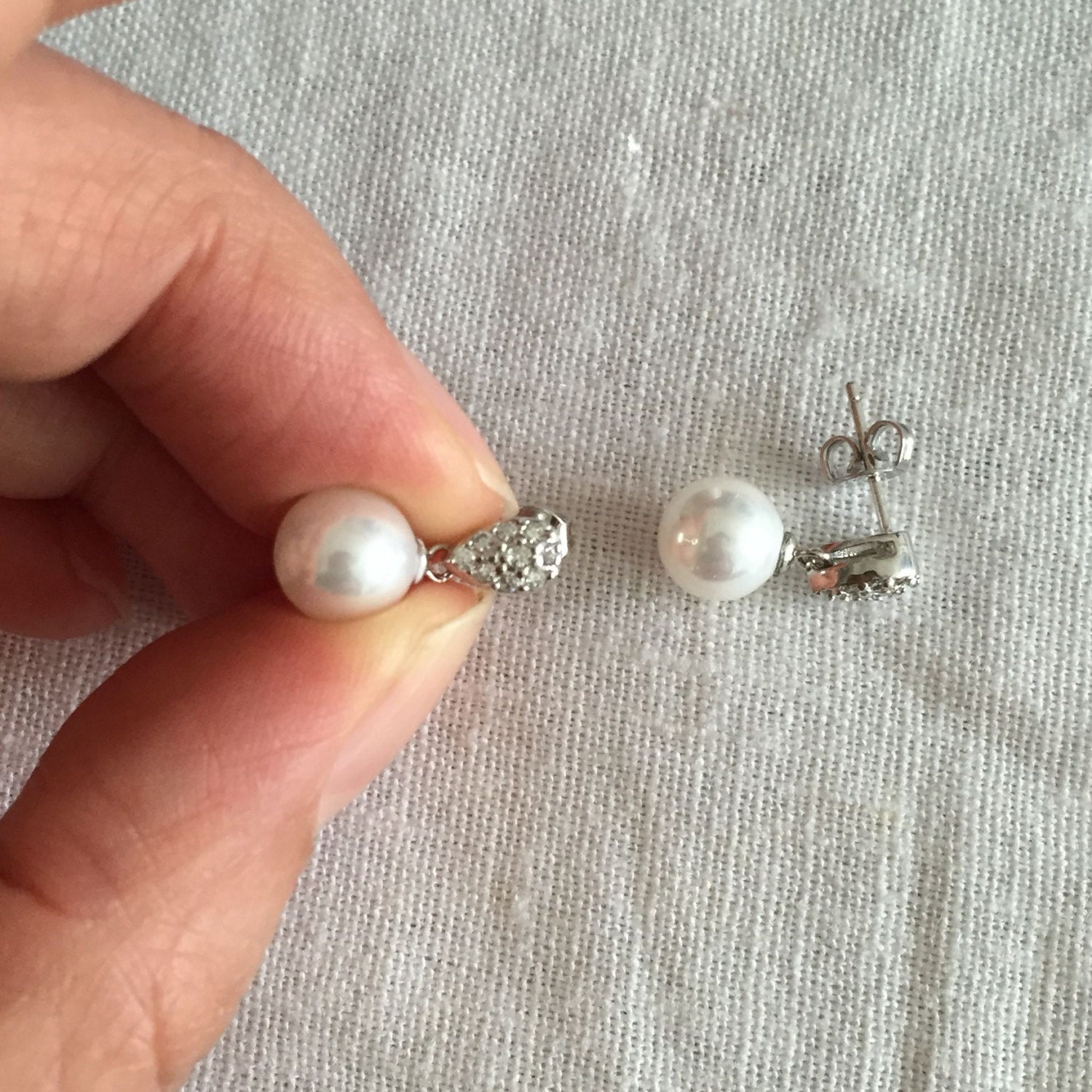 freshwater pearl earrings pearl drop by jewelryTang on Etsy