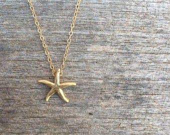 Gold Starfish Necklace - Gold Necklace -Beachy Necklace- Starfish Necklace - Beach Inspired Necklace - Simple Necklace - Beach Necklace