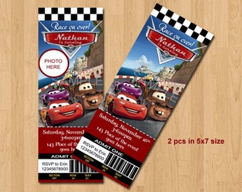 Disney Cars Birthday Invitation. Disney Cars Invitation. Ticket Style. Digital (you print) With or Without Photo