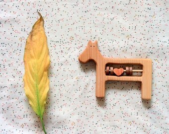 Teether Horse / Wood Rattle Horse/ Baby toys Handmade/ Wooden Horse