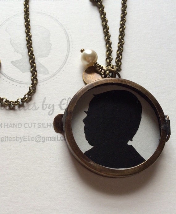 Custom Silhouette Shadow Box Locket Pendant by SilhouettesbyChloe