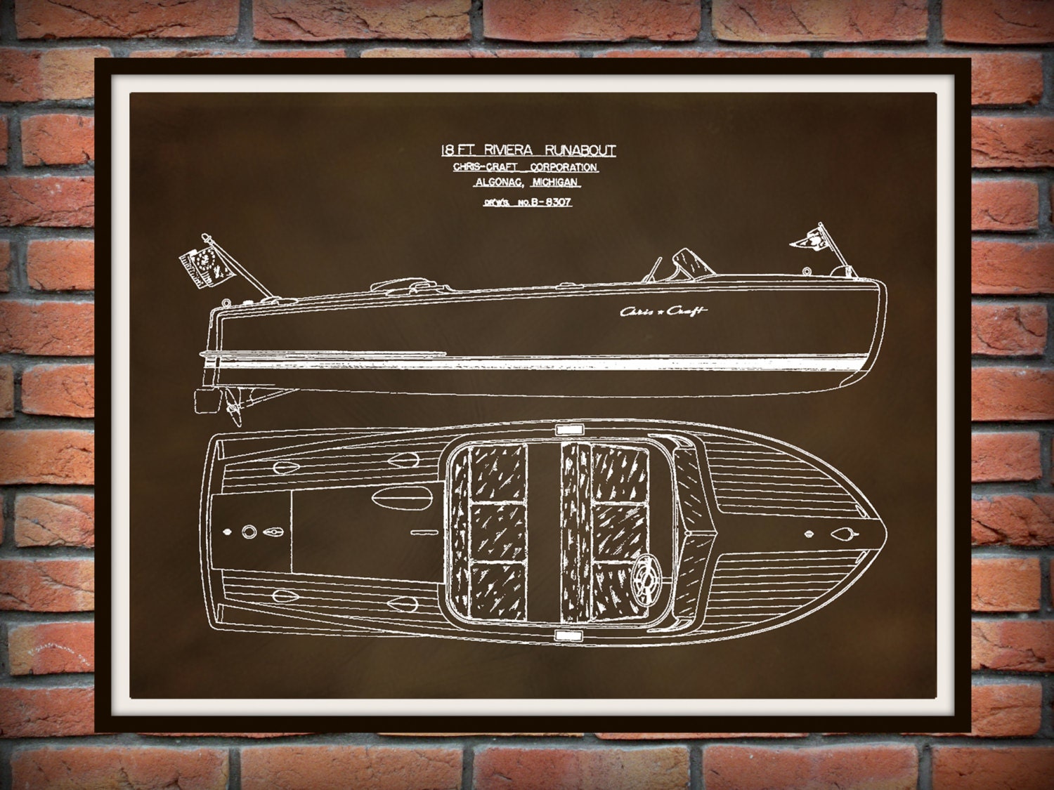 Chris Craft Riviera Runabout Classic Mahogany Wooden Boat 