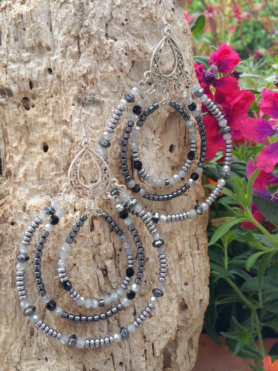 Items Similar To Silver And Black Dangles On Etsy