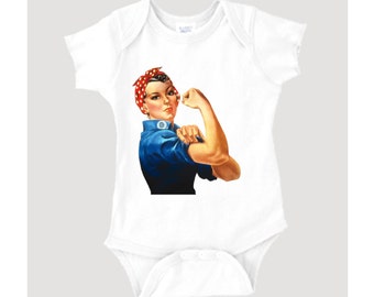 Rosie the Riveter graphic on 100% Cotton Onesie/Creeper