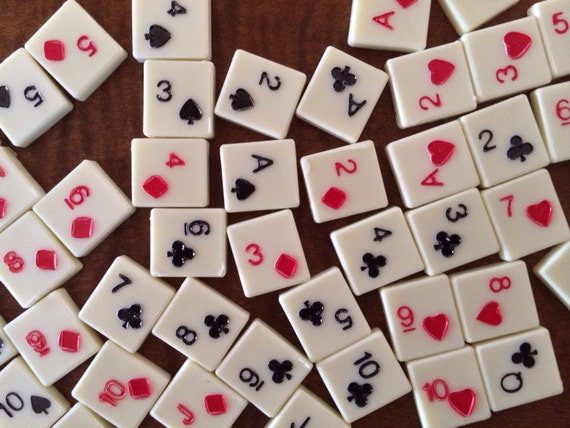 Plastic Playing Card Tiles Scrabble Like Tiles Set of 54