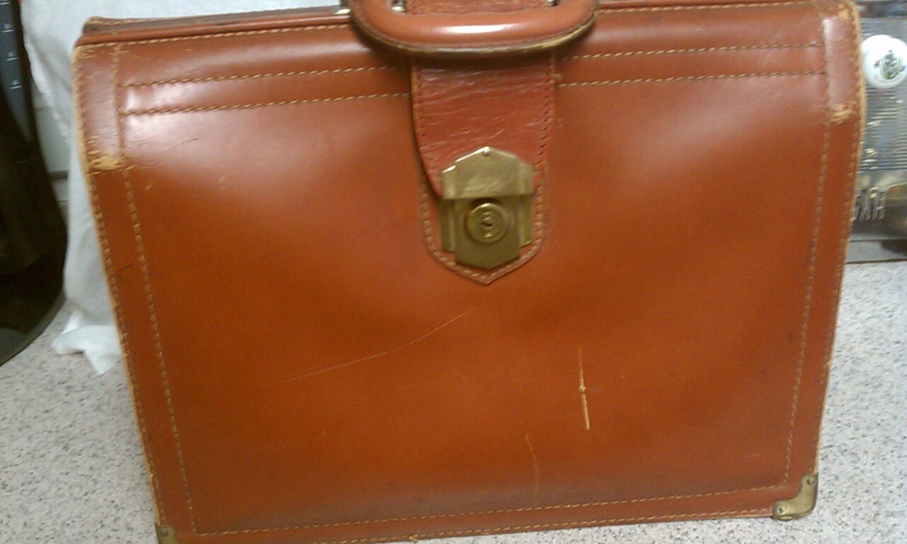 old leather briefcase