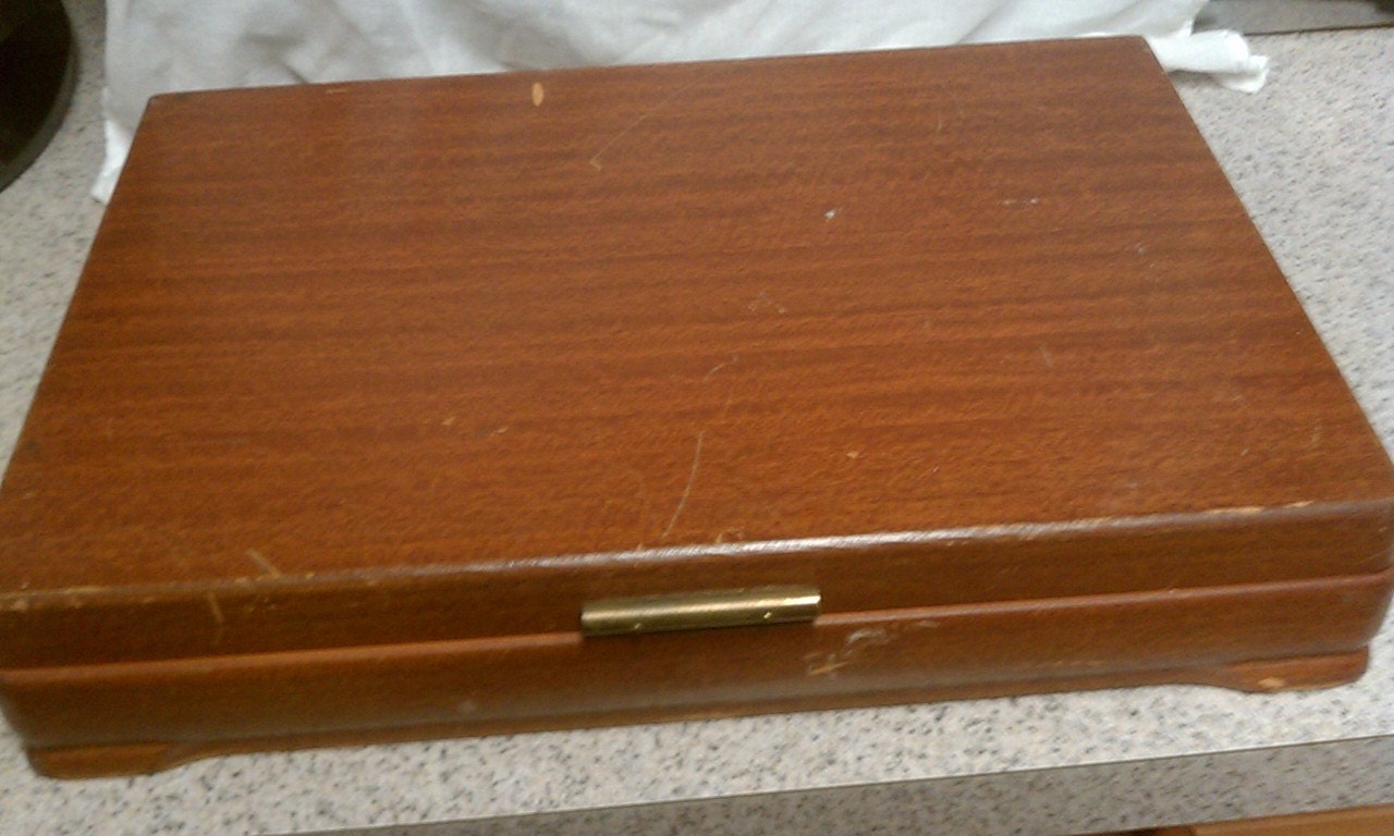 Vintage silverware box Mid Century silverware storage box
