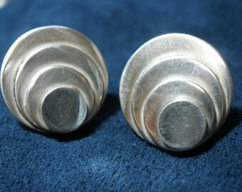 Sterling Silver Cocentric Circles Stud Earrings