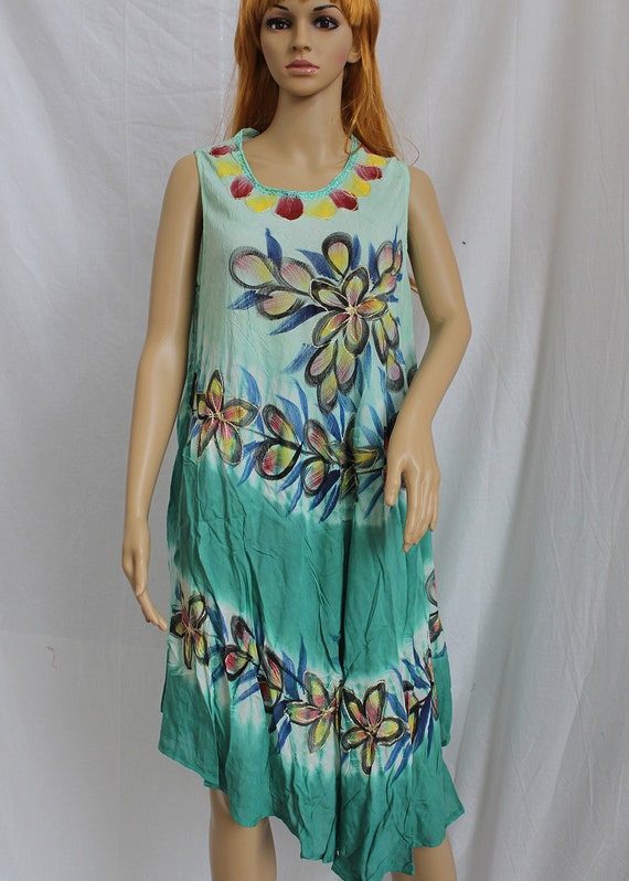 Womens Light Blue Summer Dress, Lovely Floral Design, Beach Dress ...