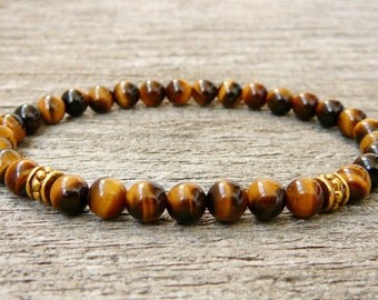 Tiger Eye Bracelet Mens Bracelets Natural Tiger Eye Tigers Eye Mens Beaded Bracelet for him Genuine Tiger Eye Mens Gift for Mens Tiger Eye
