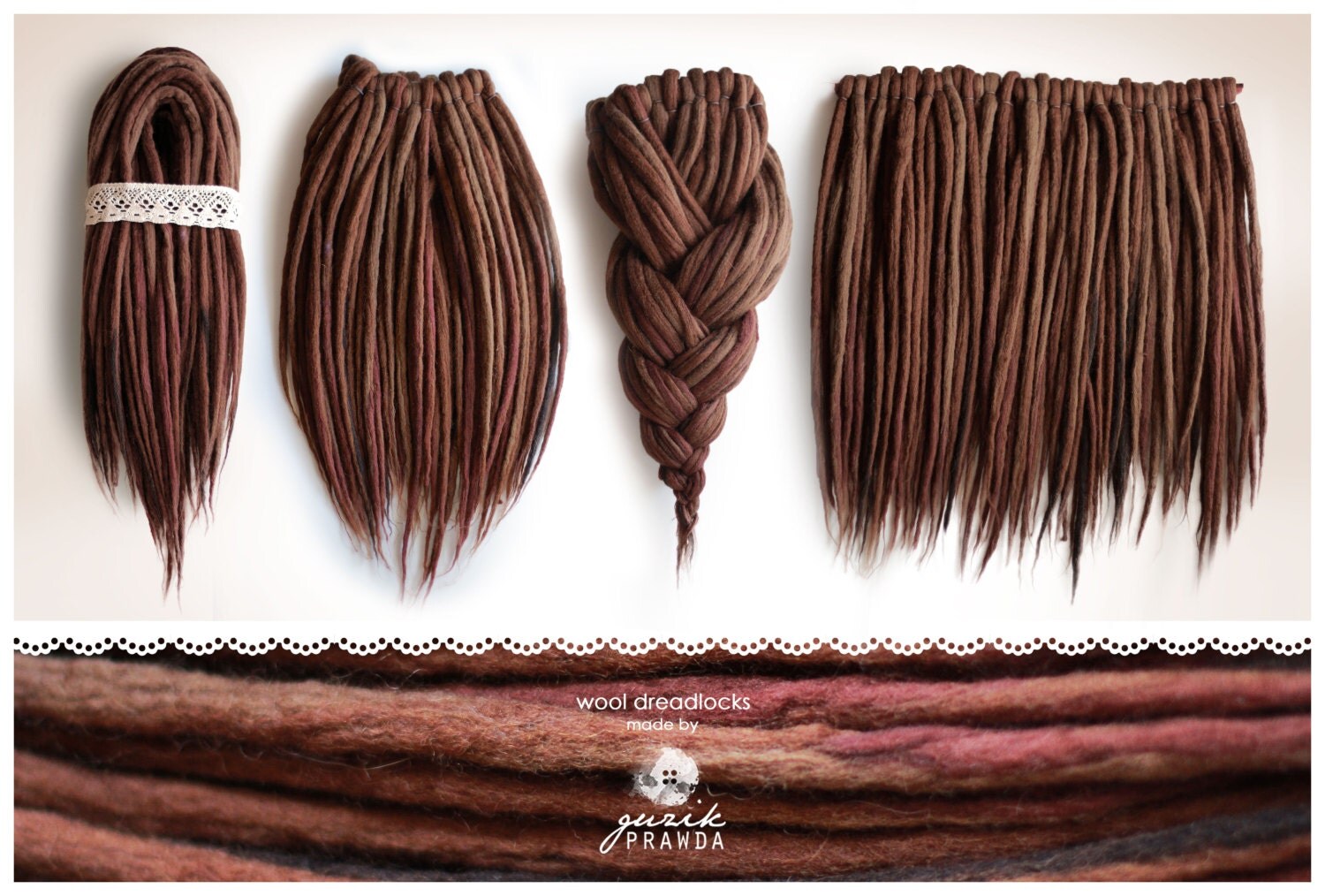 Wool dreadlocks woolen brown dreads dreads extension