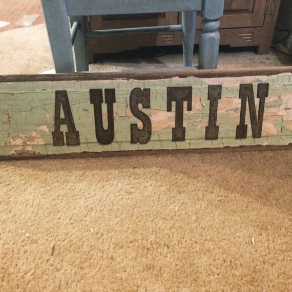 Items similar to Shabby chic Austin sign on Etsy