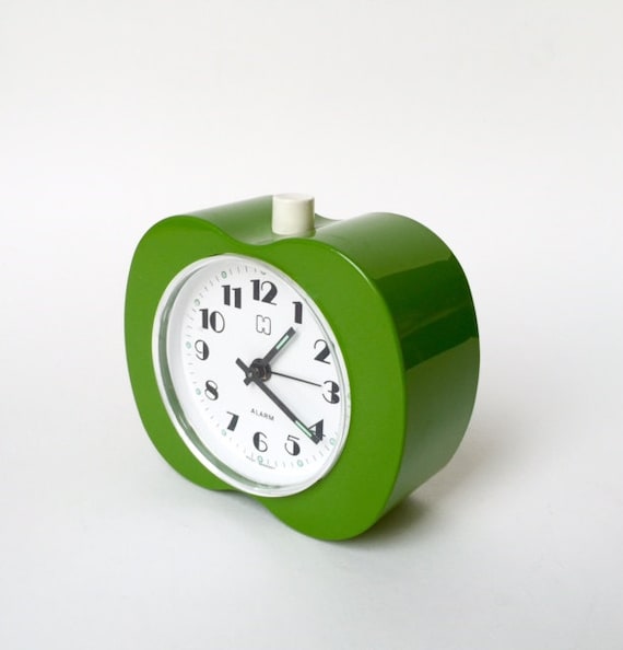 vintage green apple shaped alarm clock HEMA by FabulousPlastics