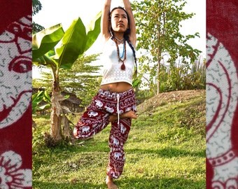 Red Elephant Pants // Hippie Pants // Harem Pants // Music Festival Clothing // Bohemian Pants // Yoga Pants // Music Festival //