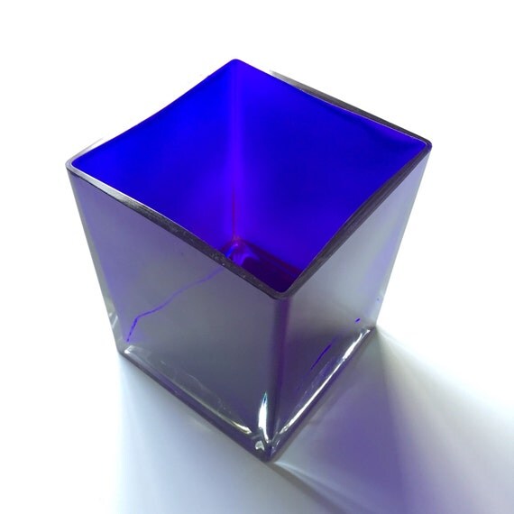 Vintage Cobalt Blue Crystal Glass 'Square'