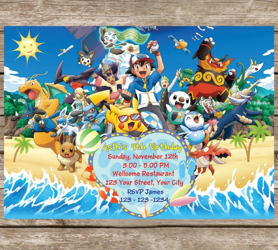 Pokemon Pool Party Invitations 8