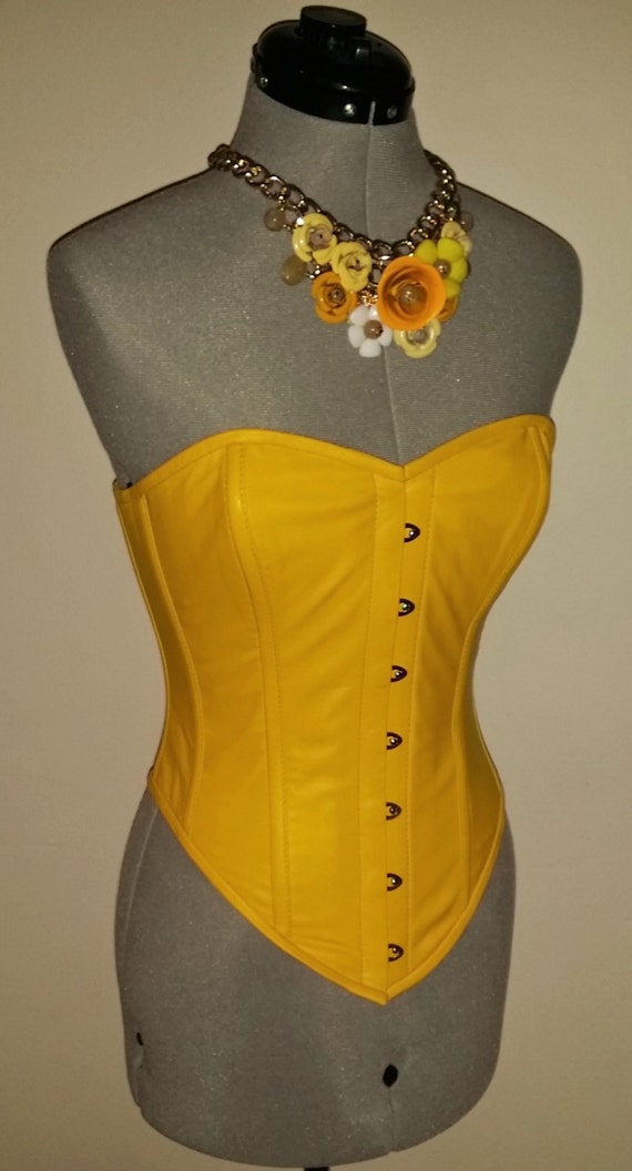 Yellow Leather Overbust Corset