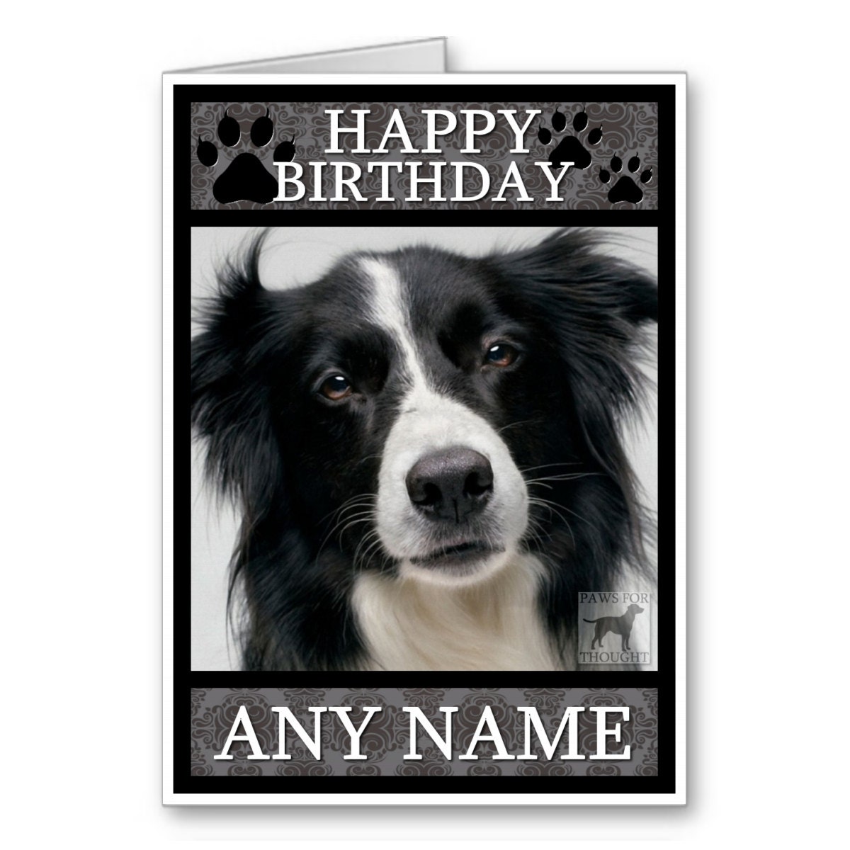 Border Collie birthday card Personalised. A6 by MartynAndWells