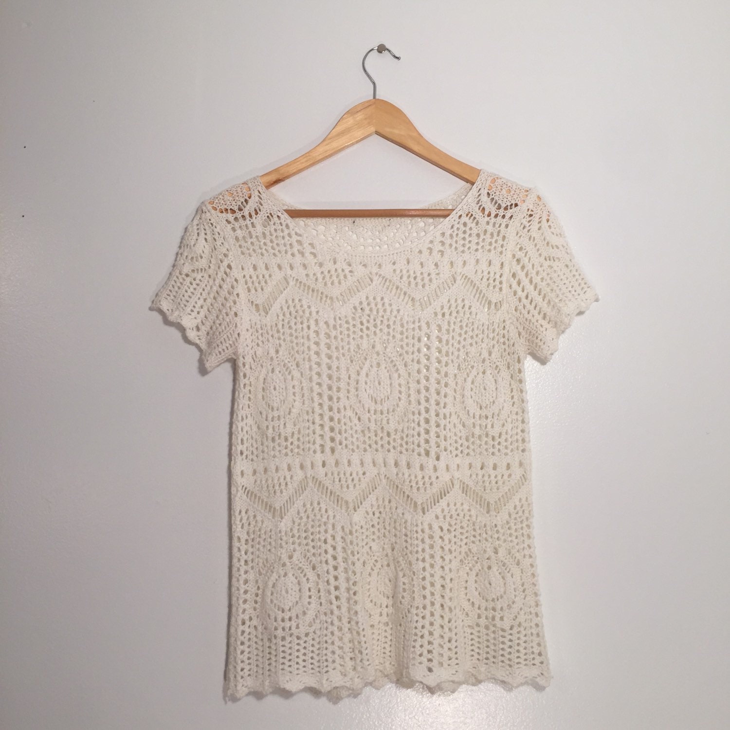 White Crocheted Shirt by FineshrineVintage on Etsy