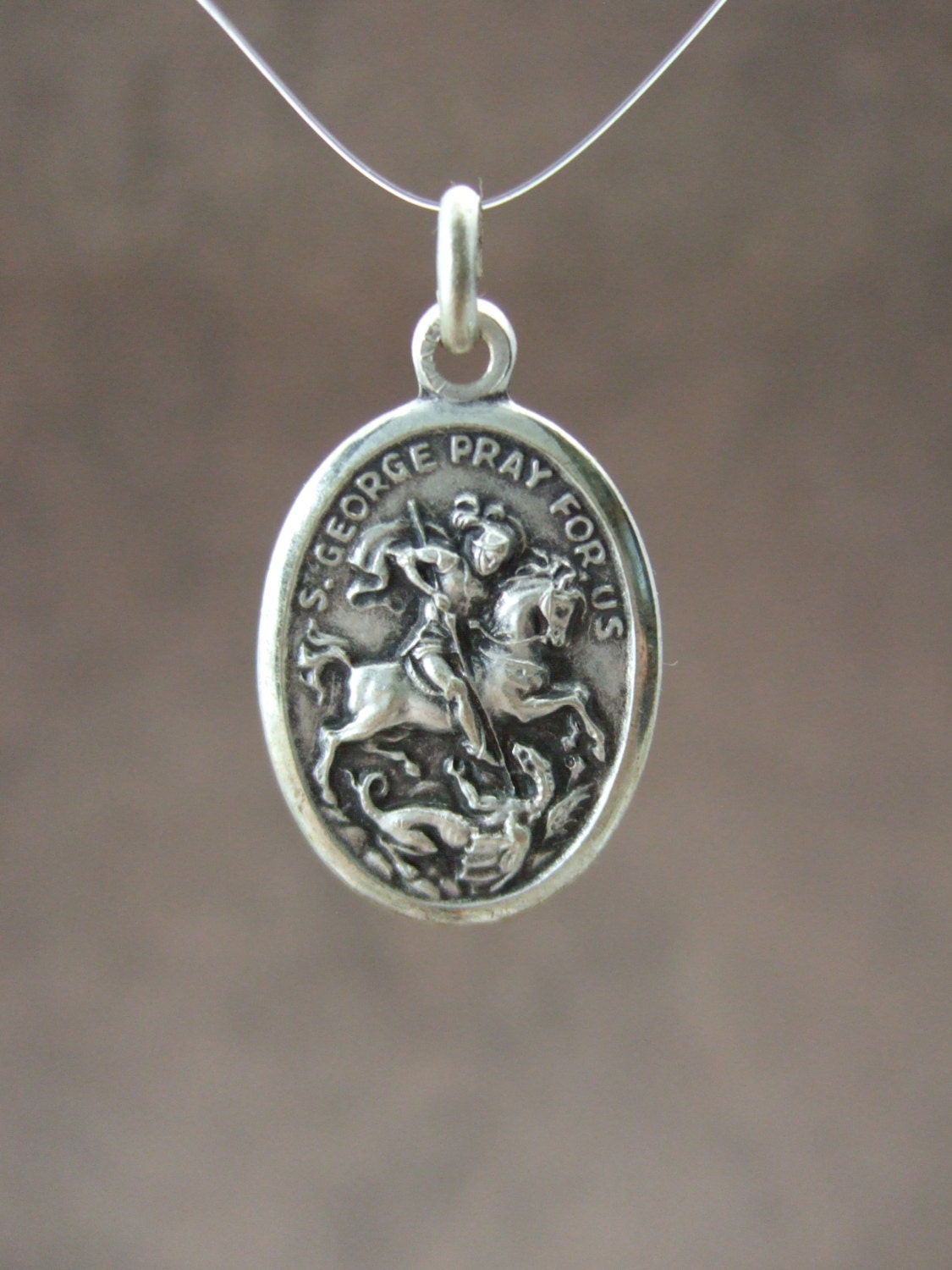 Vintage ST. GEORGE and the Dragon medal 26mm silver finish