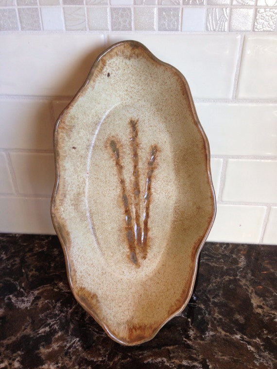 Items similar to Oatmeal and green asparagus dish Serving dish on Etsy