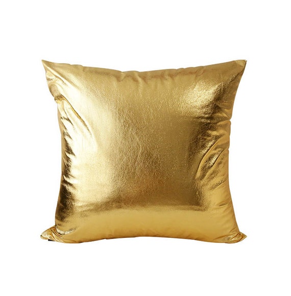 Gold Metallic Decorative Square Throw Pillow Cover Cushion