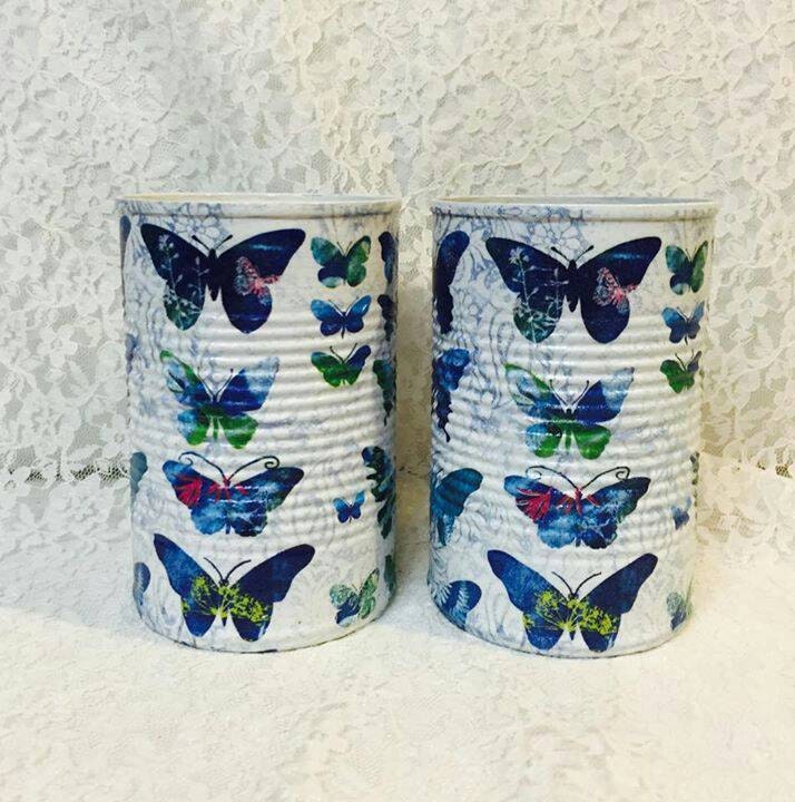 Butterflies desk accessories set/pencil holder/decorative tin