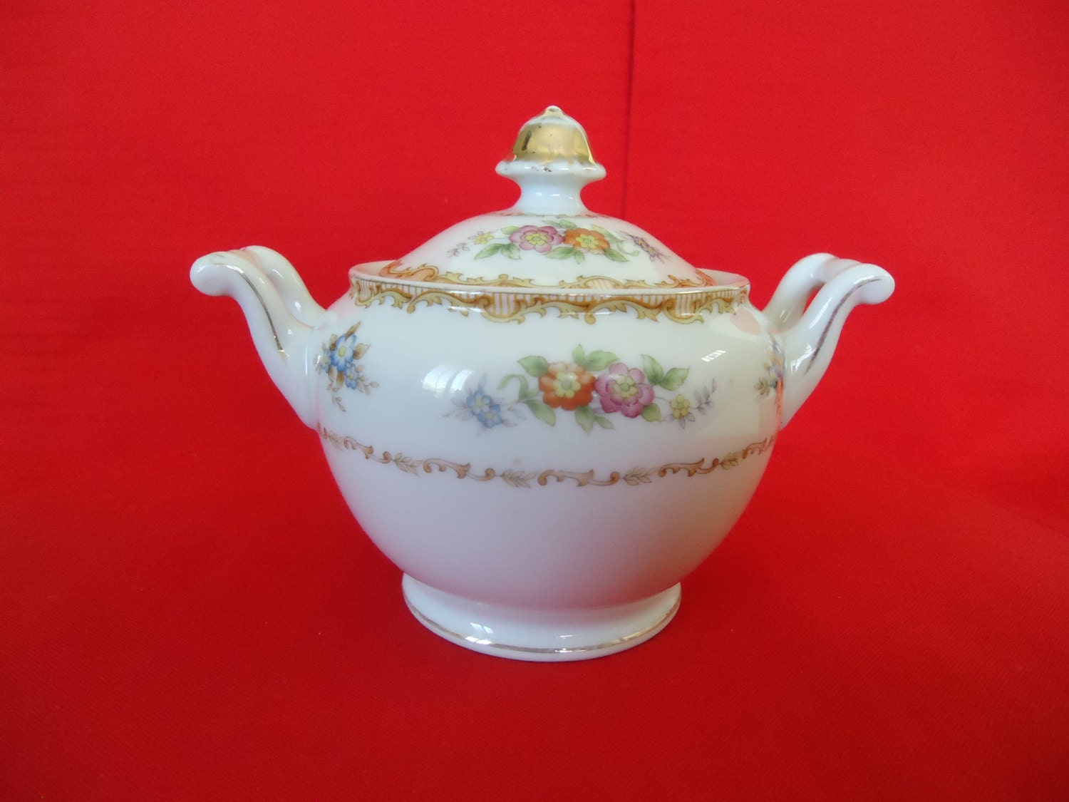 Gold China Sugar Bowl with Lid made in Japan Haute Juice