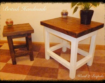 Hand Made Wood Side Table(s) - Rustic or Shabby Chic Design Available