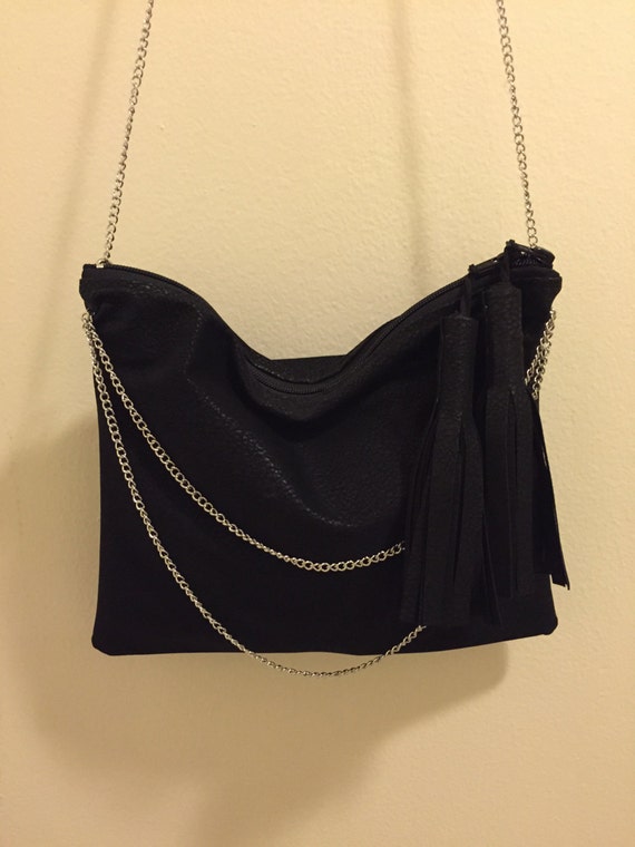 black faux suede crossbody bag