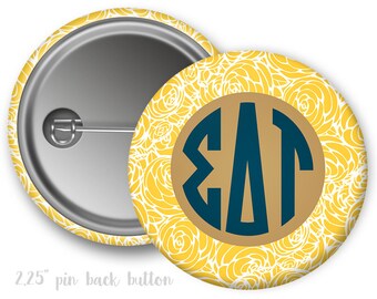 SDT Sigma Delta Tau Floral Monogram Single or Bulk 2.25" Pinback Button