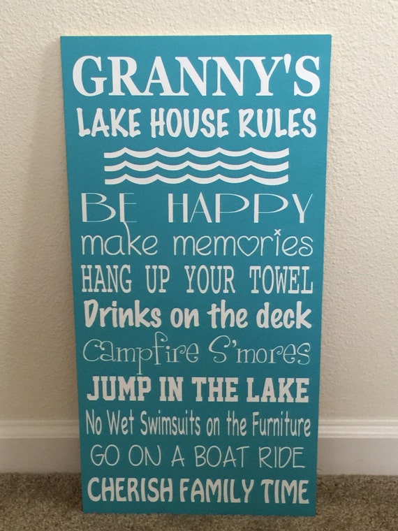 Lake House Rules Custom Sign by BlueLineDzigns on Etsy