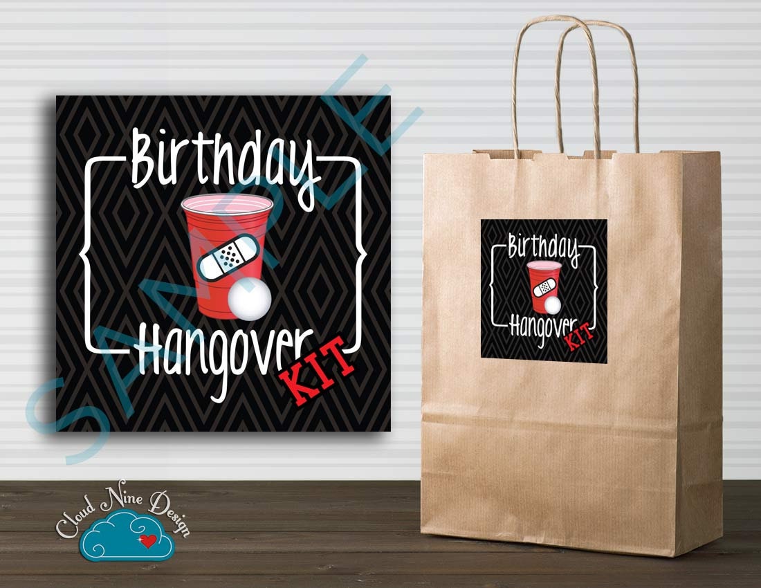 birthday hangover kit sticker instant download printable