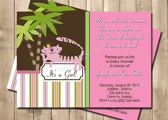 Queen Of The Jungle Baby Shower Invitations 7