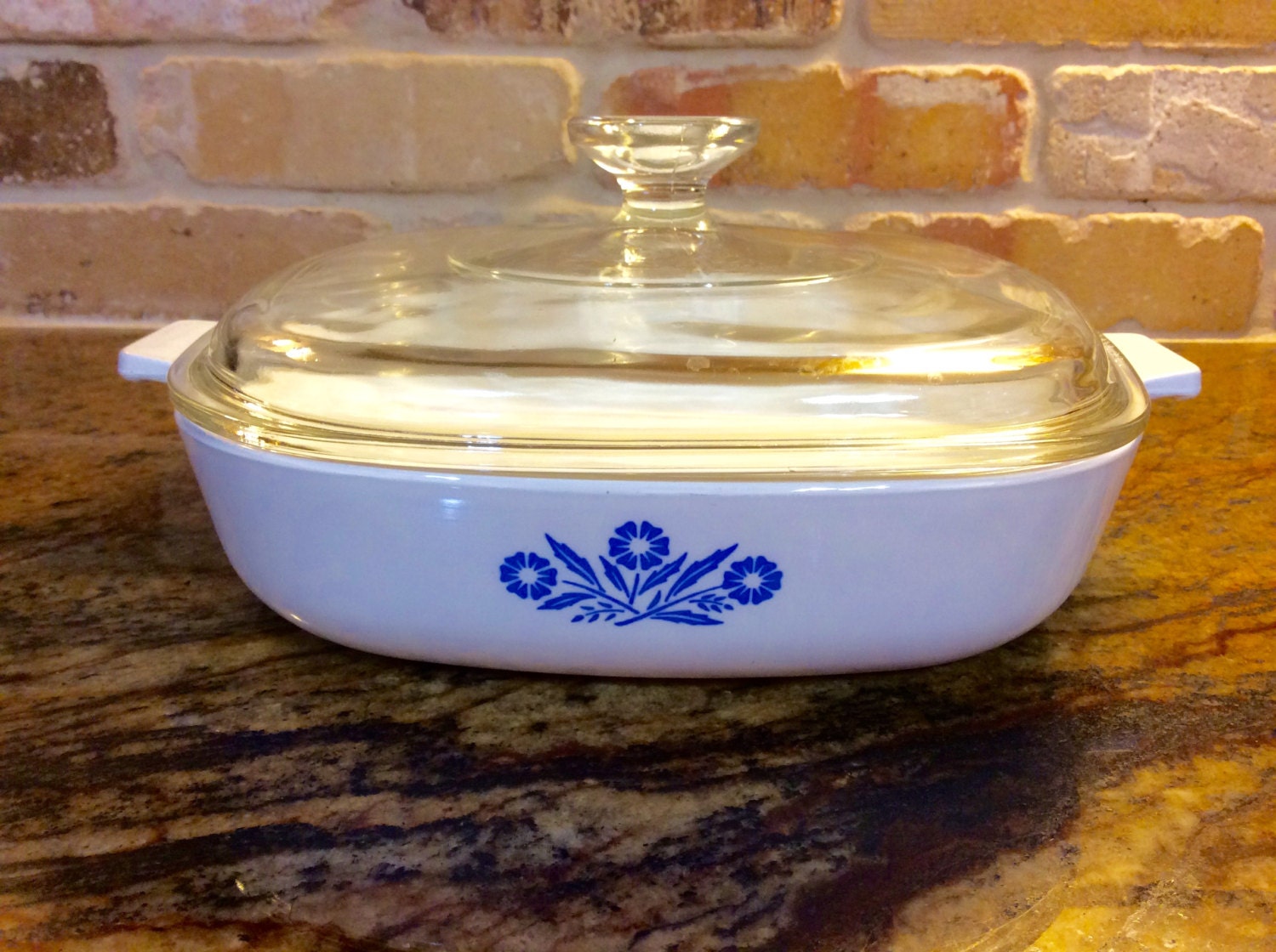 Vintage corning ware blue cornflower 9 square by cottontopvintage