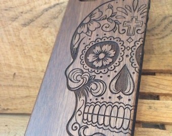 Sugar Skull - iPhone 5, 6, 6s, 6+, 7, & 7Plus Samsung Galaxy s4, s5, s6, s6 edge, s6 edge plus, S7, S7 edge, S8, S8 Plus, Note, wood cases