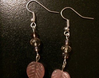 Pink and purple drop earrings
