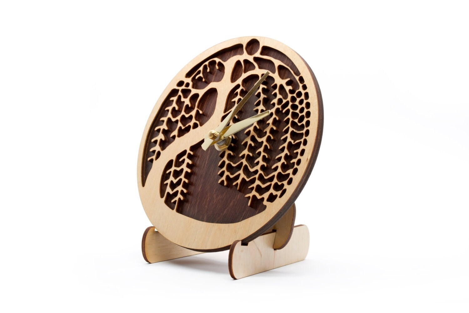 DESK CLOCK Weeping 6 Laser Cut Wood