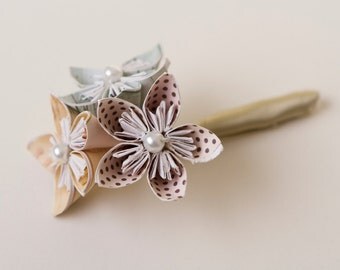 Origami wedding boutonnière, Origami flowers, Kusudama flowers, Origami boutonnière